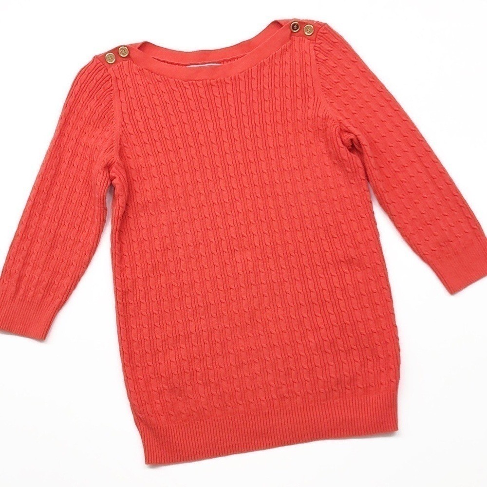 Karen Scott orange cable knit sweater